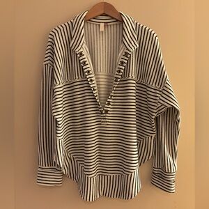 Anthropologie/Pilcro Striped Black and Off White sweatshirt